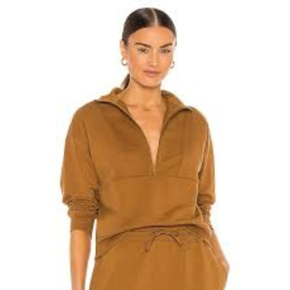 Richer Poorer Burnt Orange Terry Mockneck Half Zip Sweatshirt Small